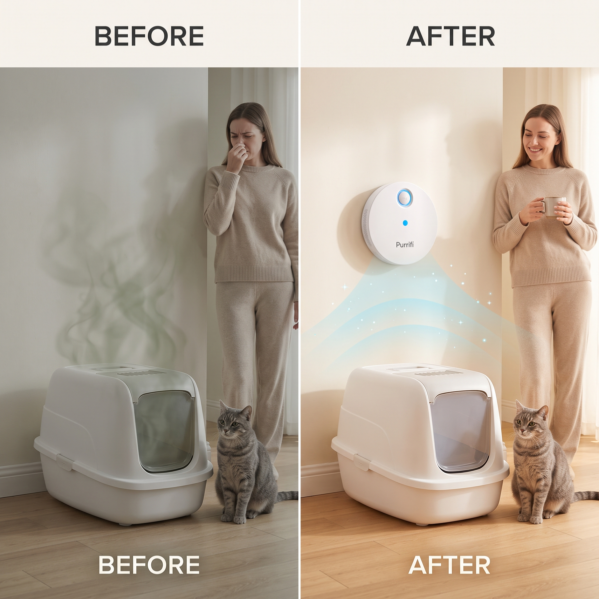 Automatic Dog Cat Pet Remover Odor from Cat Litter Eliminator Electric Fresh Air Deodorizer Smart Sensor with LED Breath Health